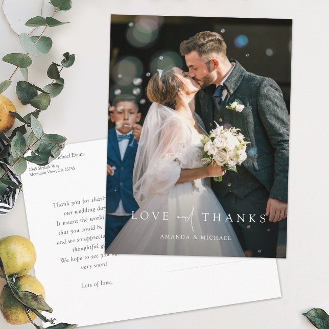 Carte Postale Remerciements de mariage avec photo personnalisée (Créateur téléchargé)
