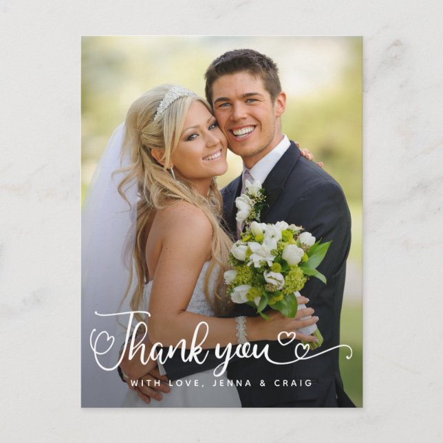 Carte Postale Remerciements de Mariage | Écriture Manuscrite sur (Devant)
