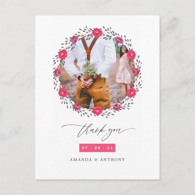Carte Postale Remerciements de mariage Floral Safari (Devant)