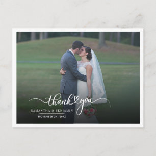 Carte Postale Remerciements de mariage modernes avec photo et le