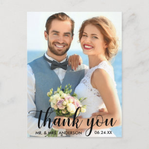 Carte Postale Remerciements de mariage photo mariée marié B