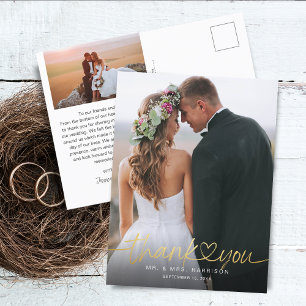 Carte Postale Remerciements de mariage Photos Écriture manuscrit