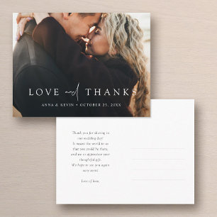Carte Postale Remerciements de mariage pour une photo élégante e