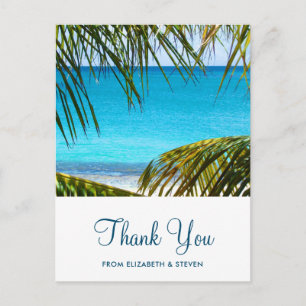 Carte Postale Remerciements de mariage romantique sur une plage 
