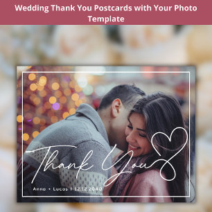 Carte Postale Remerciements de mariage rustiques avec écriture m