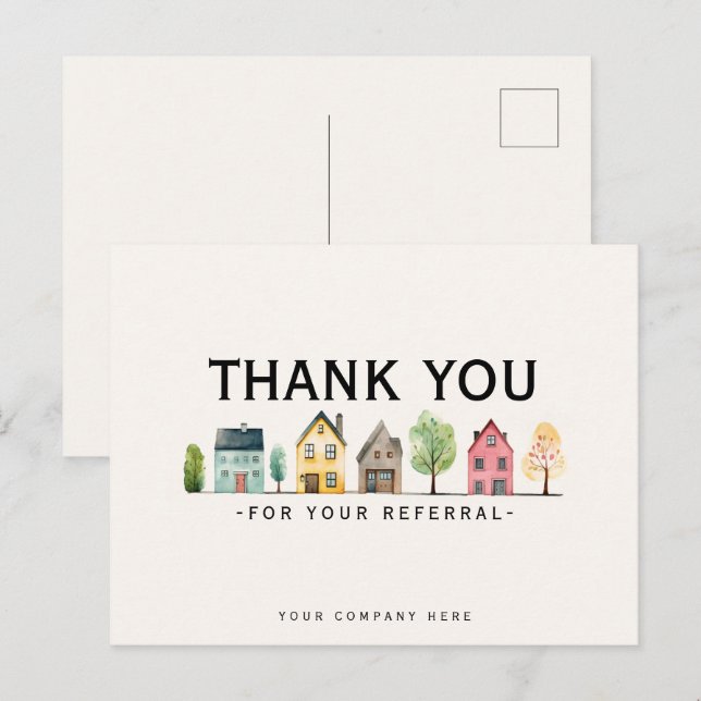Carte Postale Remerciements de marketing immobilier de recommand (Devant / Derrière)