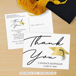 Carte Postale Remerciements de remise de diplôme en or noir avec