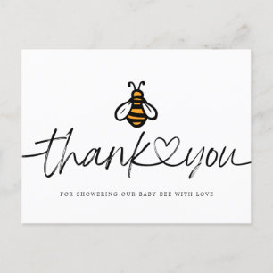 Carte Postale Remerciements pour Baby Shower Abeille Moderne