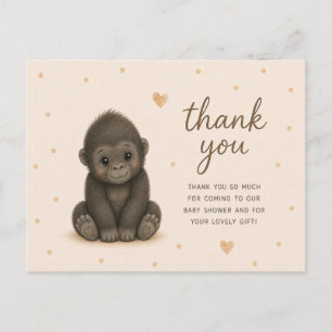 Carte Postale Remerciements pour Baby Shower de bébé gorille