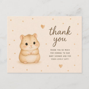 Carte Postale Remerciements pour Baby Shower de bébé hamster