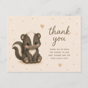 Carte Postale Remerciements pour Baby Shower de bébé mouffette