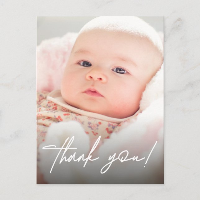 Carte Postale Remerciements pour Bébé Fille avec Photos Moderne (Devant)