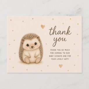 Carte Postale Remerciements pour la Baby Shower de Bébé Hérisson