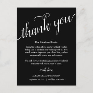 Carte Postale Remerciements pour la réception de mariage simple 