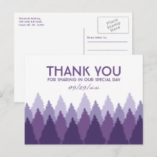 Carte Postale Remerciements pour Mariage en Forêt Violette