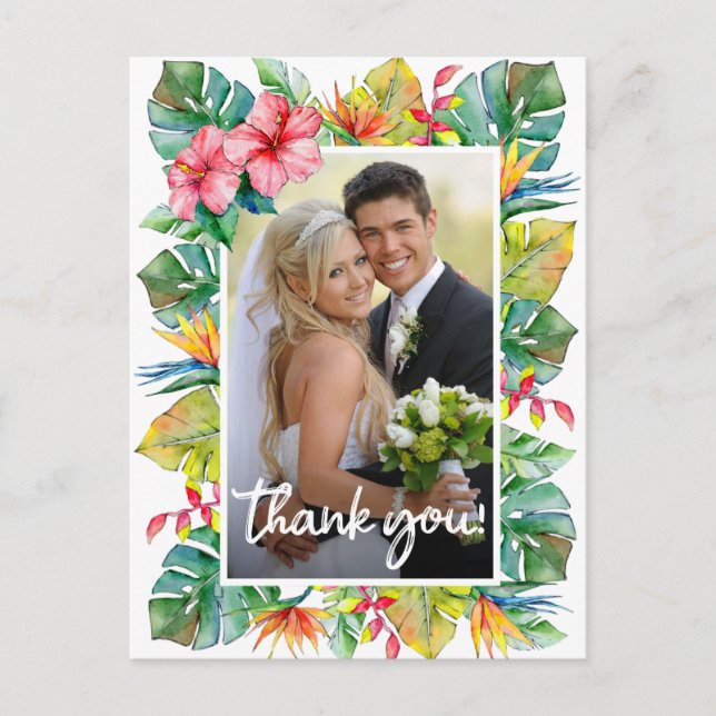 Carte Postale Remerciements pour mariage | Photo avec frontière  (Devant)