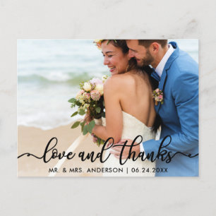 Carte Postale Remerciements pour mariage   Photo Love and Thanks