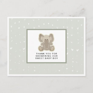 Carte Postale Remerciements pour une Baby Shower d'un Éléphant d