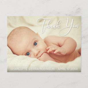Carte Postale Remerciements   Soft Modern Baby Photo