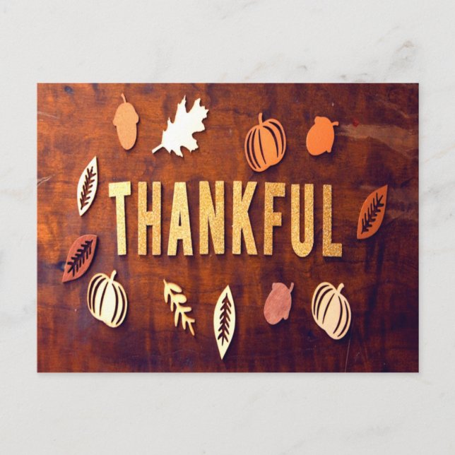 Carte Postale Remerciements Thanksgiving Fall Leaves Citrouille (Devant)