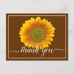 Carte Postale Remerciements Tournesol Orange et Jaune Lumineux M