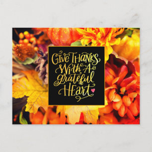 Carte Postale Remerciez avec un cœur reconnaissant Thanksgiving
