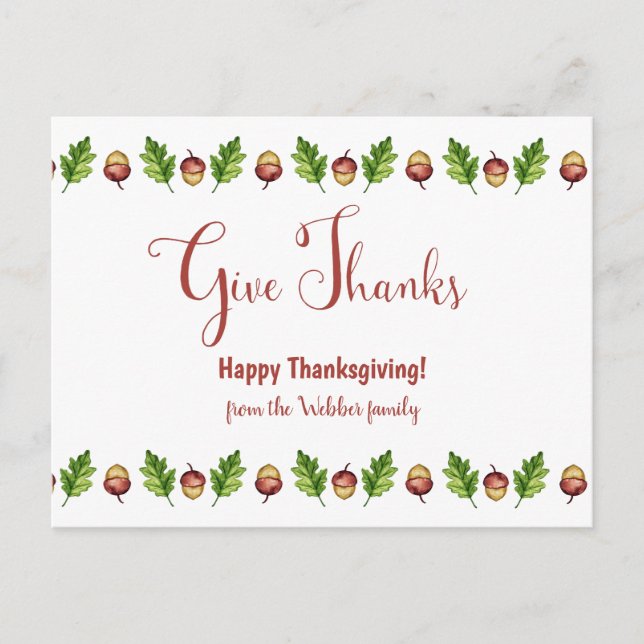 Carte Postale Remerciez Joyeux Thanksgiving Personnalisable (Devant)