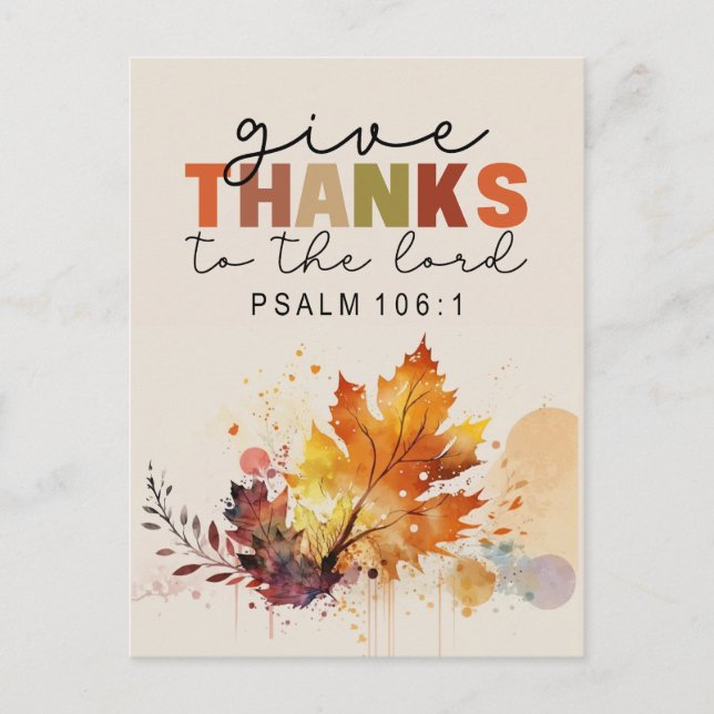 Carte Postale Remerciez le Seigneur Thanksgiving Bible Verse (Devant)