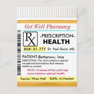 Carte Postale Remettez-vous vite RX pour la santé