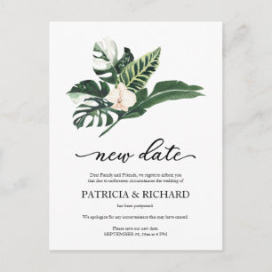 Carte Postale Remise du Mariage floral tropical Nouvelle date