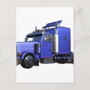 Carte Postale Remorque semi-tracteur en métal bleu