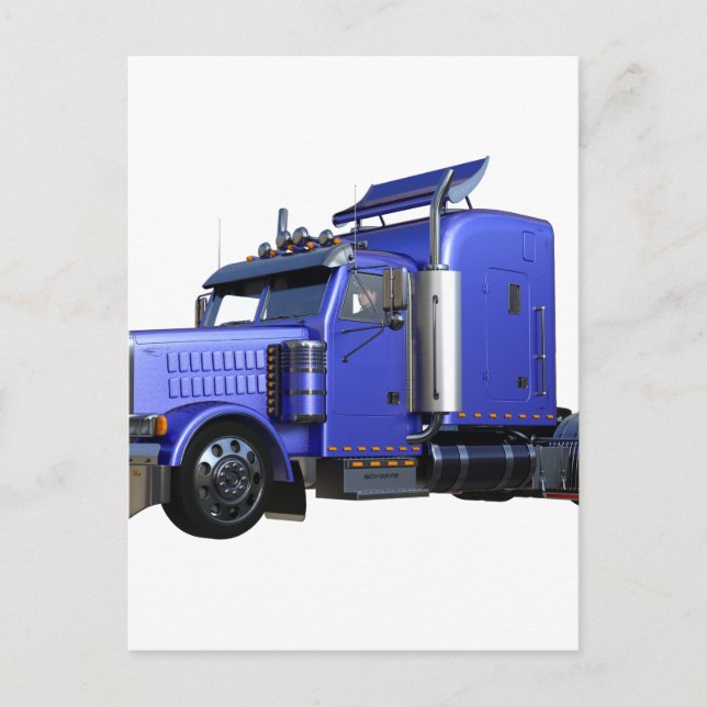 Carte Postale Remorque semi-tracteur en métal bleu (Devant)