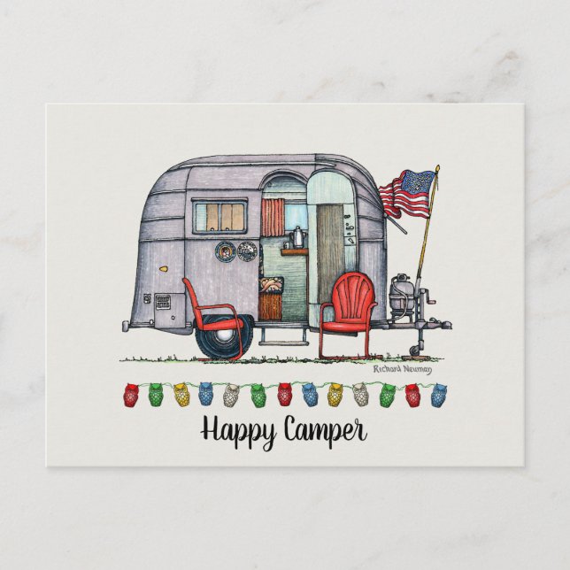 Carte Postale Remorque Voyage de Camper Air Cute (Devant)