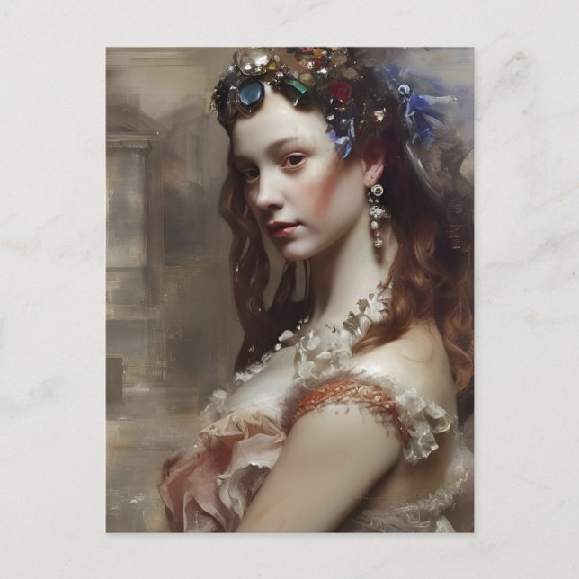 Carte Postale Renaissance Princesse AI générée art imaginaire (Devant)