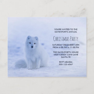 Carte Postale Renard arctique mignon à la fête de Noël de neige