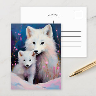 Carte Postale Renard Arctique Moderne D'hiver Art