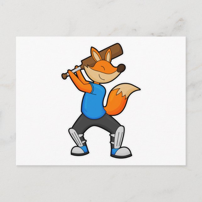 Carte Postale Renard au cricket avec chauve-souris de cricket (Devant)
