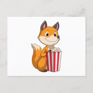 Carte Postale Renard au pop-corn