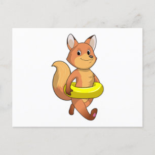 Carte Postale Renard avec bouée de sauvetage
