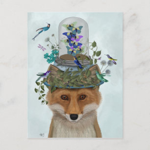 Carte Postale Renard avec cloche à papillon