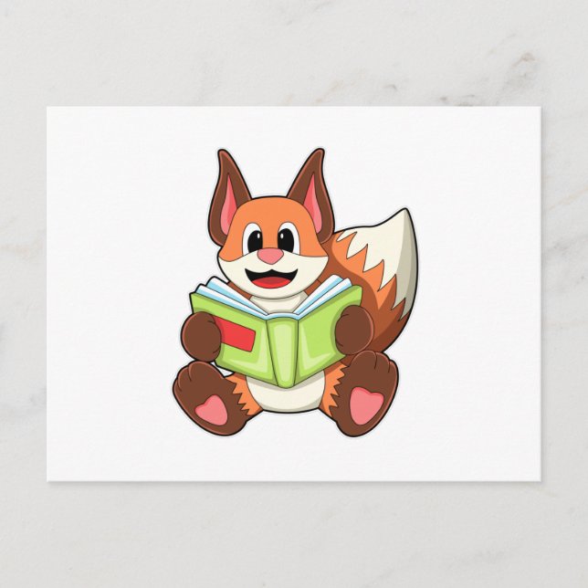 Carte Postale Renard avec livre (Devant)