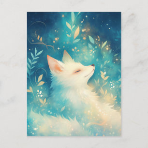 Carte Postale Renard Blanc Paisible dans un Jardin de Teal Lumin