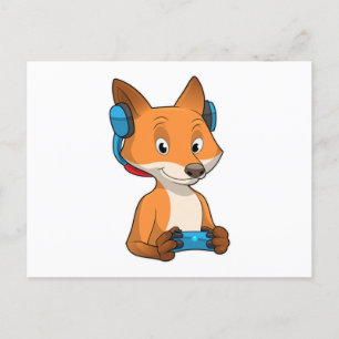 Carte Postale Renard comme joueur avec Joystick