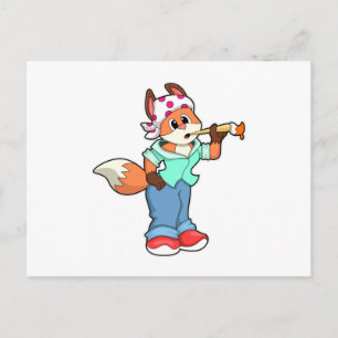 Carte Postale Renard comme peintre avec pinceau et couleur