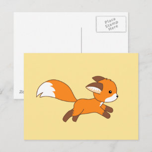 Carte Postale Renard courant mignon