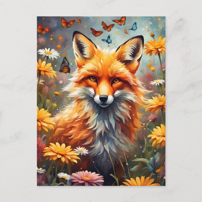 Carte Postale Renard dans la prairie (Devant)