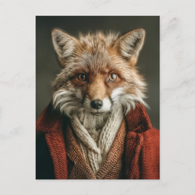 Carte Postale Renard Dapper dans un style cosy (Devant)