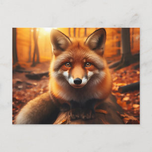 Carte Postale Renard d'automne en esthétique et joli charme fore
