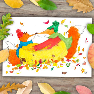 Carte postale renard d'automne par Nicole Janes