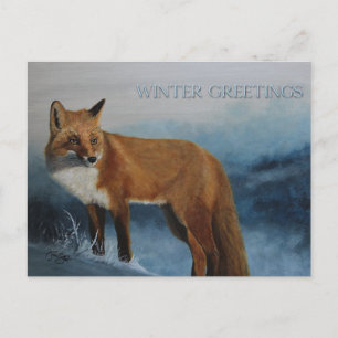 Carte postale Renard d'hiver Pensée pour vous